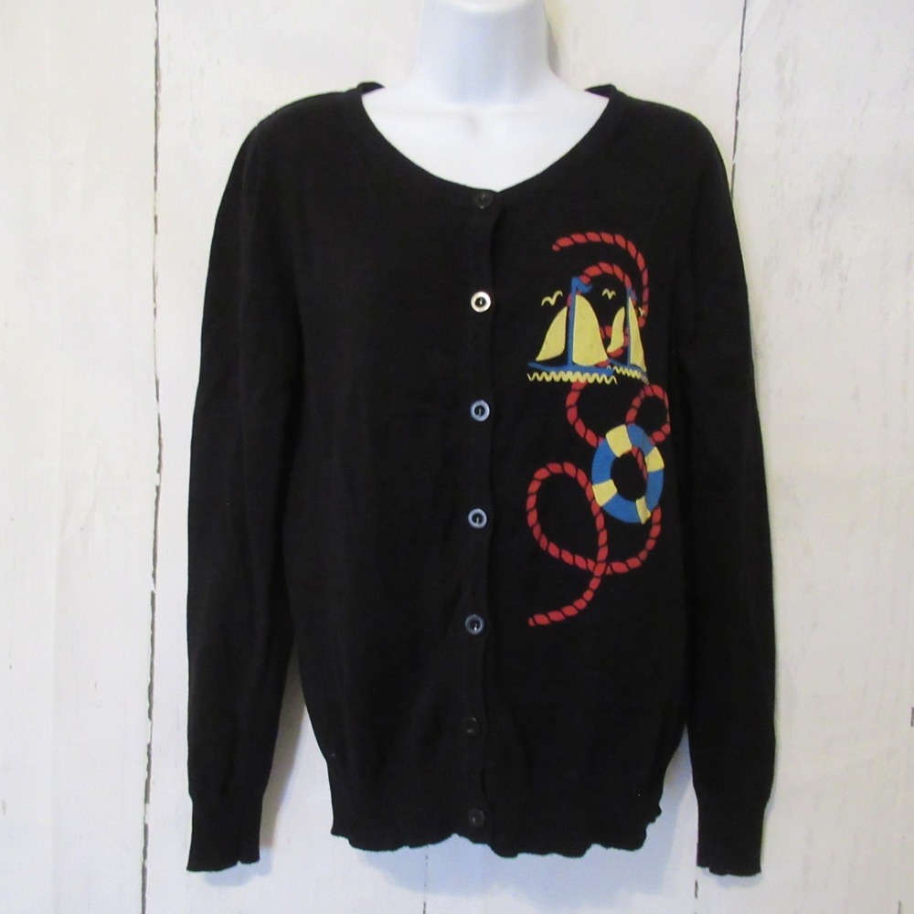 Atomic Swag Cardigan Sweater L‎ Sailing Anchor Retro Rockabilly Goth Punk Rock